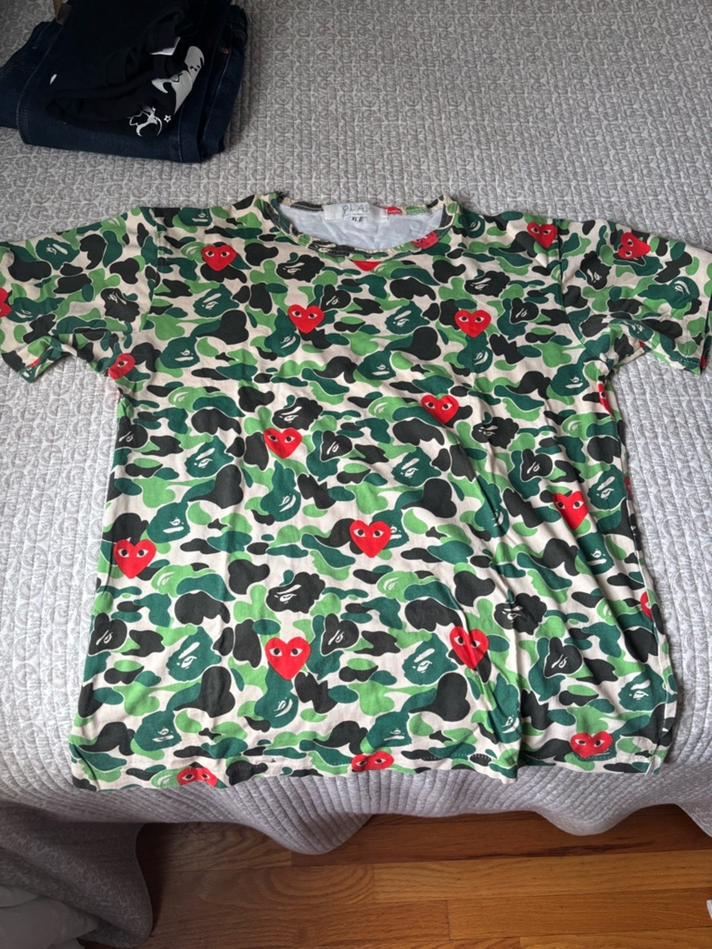 Bape x CDG Green Black Red Camo Crewneck Tee (runs small)